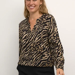 Ditte Blus – Svart/ Brunt Djurprint