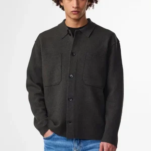 NN. 07 Jonas Boiled Merino Wool Overshirt - Dark Army
