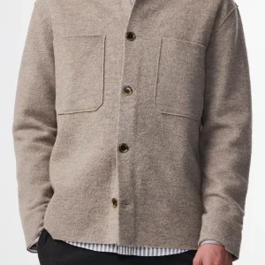 NN. 07 Jonas Boiled Merino Wool Overshirt - Khaki Beige