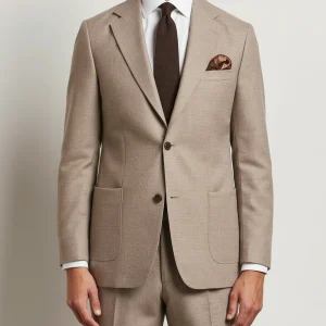 MORRIS Prestige Flannel Slim Suit - Khaki