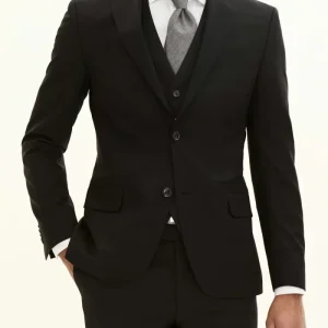Oscar Jacobson Edmund Slim Fit Microstructure Blazer - Black