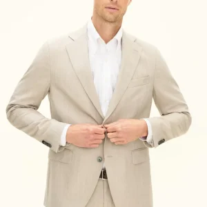 OSCAR JACOBSON Fogerty Microstructure Blazer - Beige