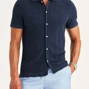 MORRIS Clayton Knitted SS Shirt Shirt - Old Blue