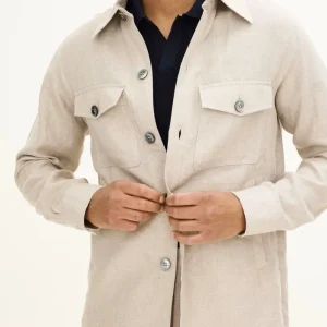 OSCAR JACOBSON Maverick Linen Overshirt - Beige