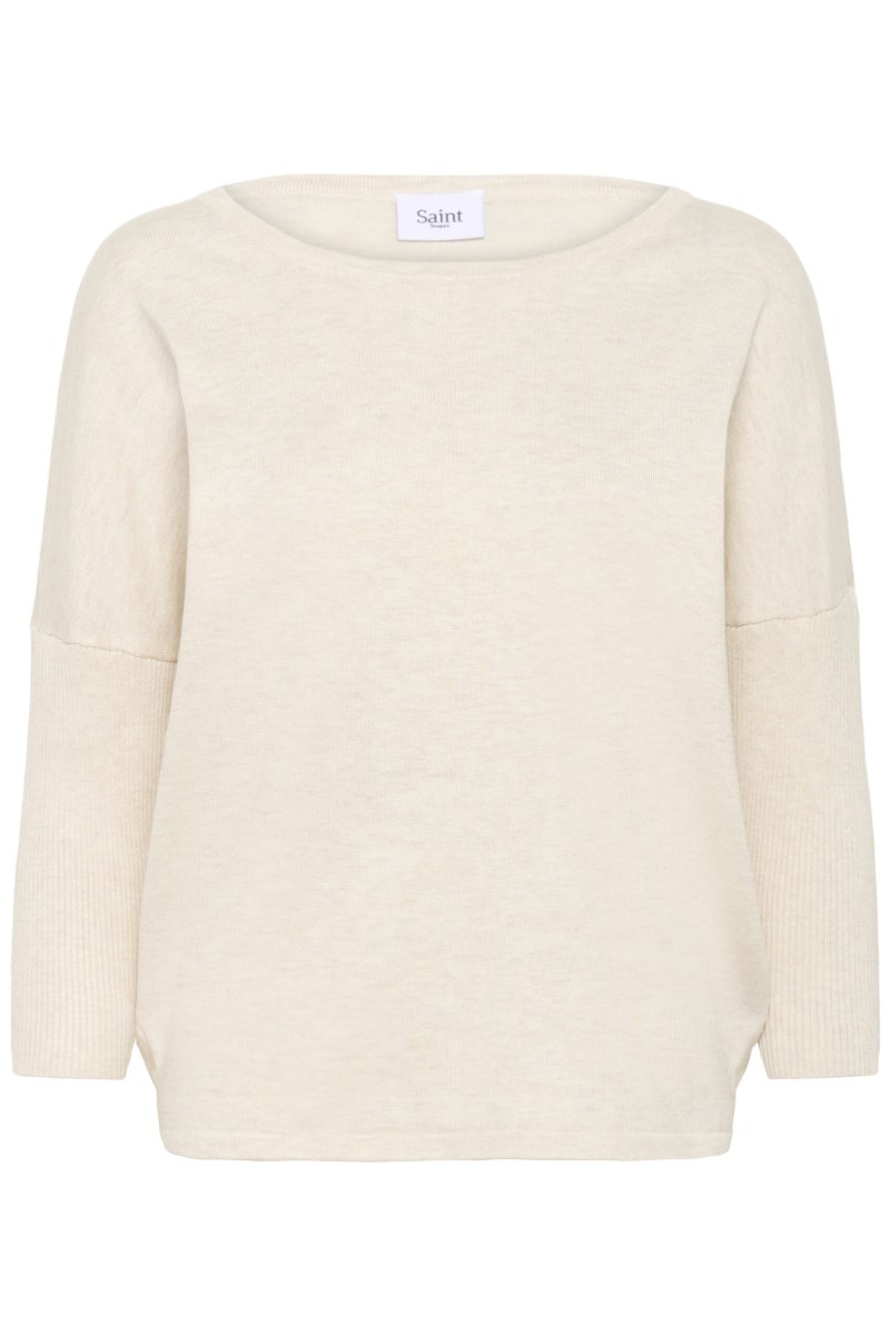 Mila R-neck Tröja – Fog Melange - Bild 5