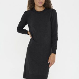 Mila LS Stickad Klänning – Svart
