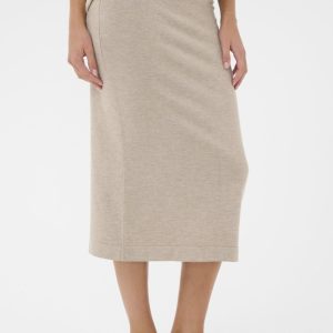 Mila Stickad Kjol – Greige Melange