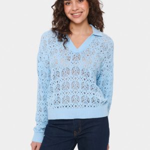 Juna Tröja med krage – Airy Blue