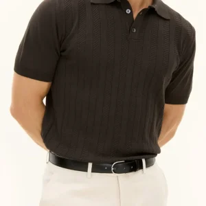 OSCAR JACOBSON Barto Knitted Polo Shirt - Brown