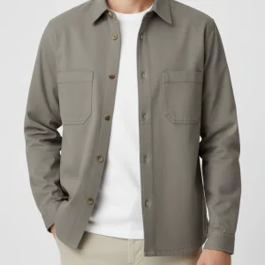 SAND Anders Suede Touch Overshirt - Grey