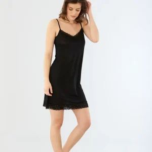 Ärmlöst Nattlinne i Siden Jolene - Black