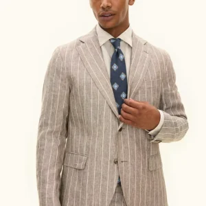 OSCAR JACOBSON Linen Striped Suit - Beige