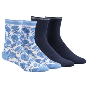 2-Pack strumpor - Navy/flower