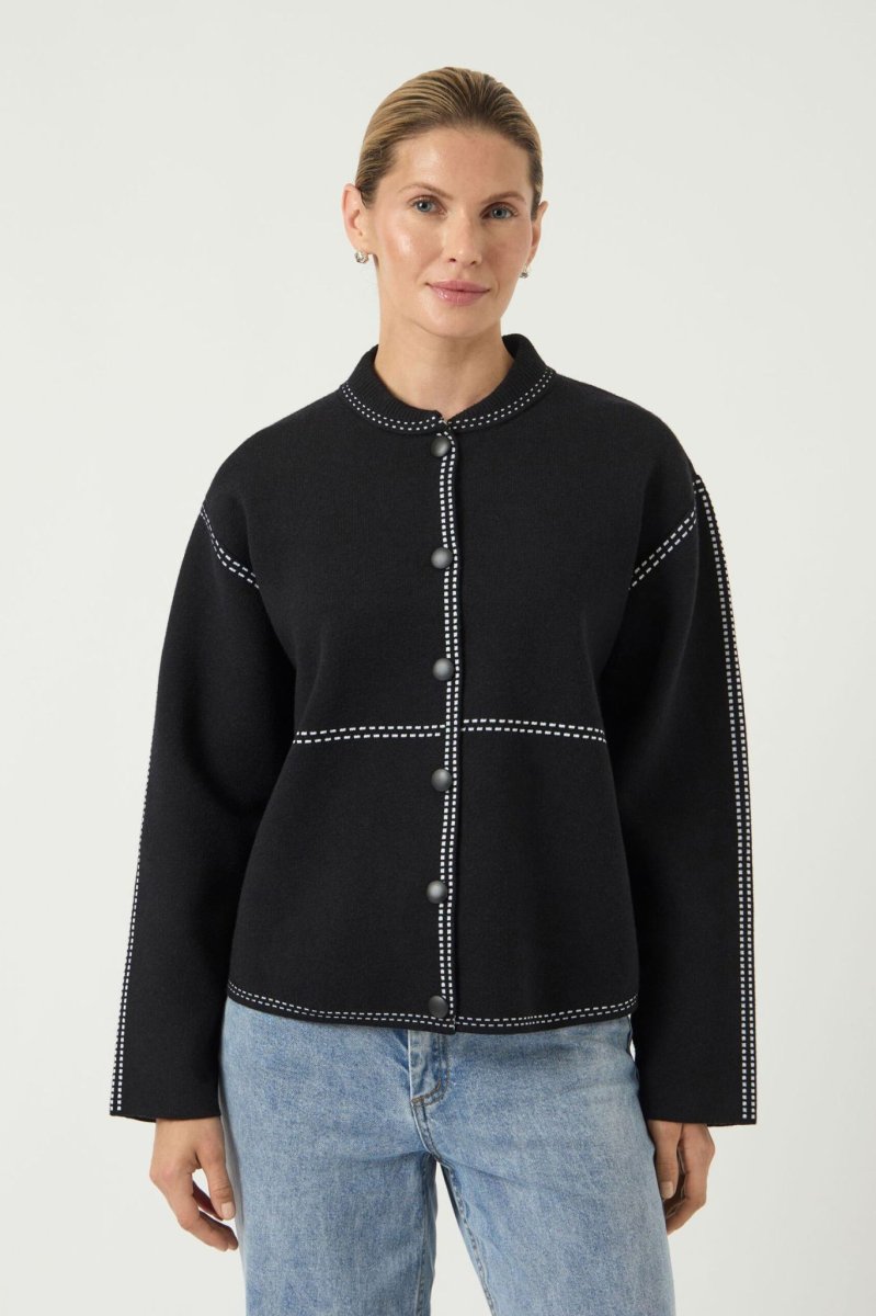 Jena Cardigan – Black Star/ White Stitch