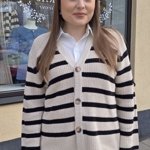 Cilla Randig Cardigan – Sand Dollar/ Black