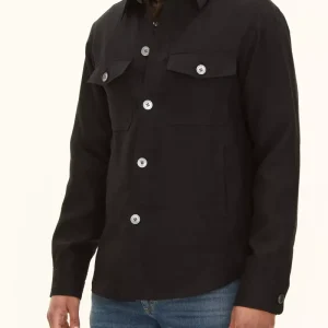 OSCAR JACOBSON Maverick Linen Overshirt - Black