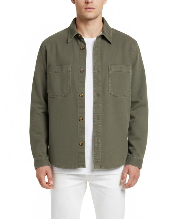 SAND Anders Suede Touch Micro Overshirt - Brown