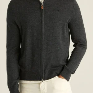 MORRIS Merino Zip Cardigan - Grey