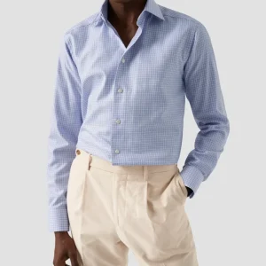 ETON Signature Twill Check Shirt - Blue
