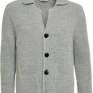 SAND Dean Buttoned Cardigan - Light Grey