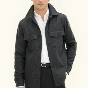 OSCAR JACOBSON Magnus Flannel Overshirt - Grey